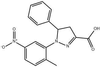 1-(2-methyl-5-nitrophenyl)-5-phenyl-4,5-dihydro-1H-pyrazole-3-carboxylic acid Struktur