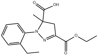 3-(ethoxycarbonyl)-1-(2-ethylphenyl)-5-methyl-4,5-dihydro-1H-pyrazole-5-carboxylic acid, 1264043-12-0, 结构式