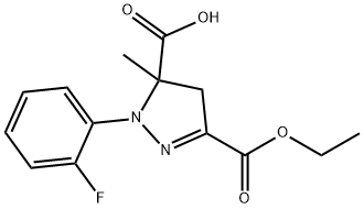 3-(ethoxycarbonyl)-1-(2-fluorophenyl)-5-methyl-4,5-dihydro-1H-pyrazole-5-carboxylic acid, 1264043-24-4, 结构式