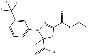 3-(ethoxycarbonyl)-5-methyl-1-[3-(trifluoromethyl)phenyl]-4,5-dihydro-1H-pyrazole-5-carboxylic acid Structure