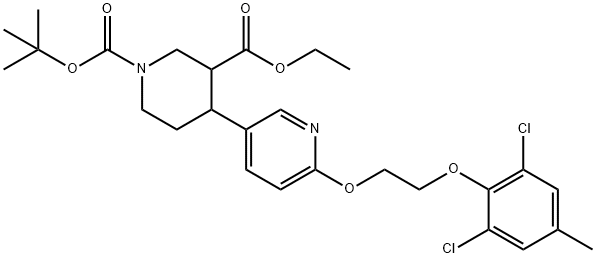 1-tert-butyl 3-ethyl 6-(2-(2,6-dichloro-4-methylphenoxy)ethoxy)-5,6-dihydro-[3,4-bipyridine]-1,3(2H)-dicarboxylate|1-叔-丁基 3-乙基 6-(2-(2,6-二氯-4-甲基苯氧基)乙氧基)-5,6-二氢-[3,4-联吡啶]-1,3(2H)-二甲酸基酯