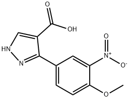 5-(4-methoxy-3-nitrophenyl)-1H-pyrazole-4-carboxylic acid 结构式