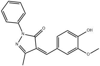 (Z)-4-(4-hydroxy-3-methoxybenzylidene)-5-methyl-2-phenyl-2,4-dihydro-3H-pyrazol-3-one 化学構造式