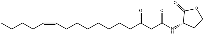 (Z)-3-oxo-N-[(3S)-2-oxooxolan-3-yl]hexadec-11-enamide Struktur