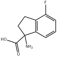 1-アミノ-4-フルオロ-2,3-ジヒドロ-1H-インデン-1-カルボン酸 化学構造式