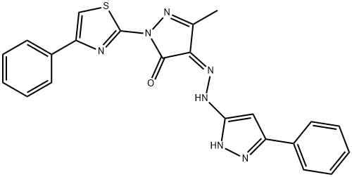 5-methyl-4-[(3-phenyl-1H-pyrazol-5-yl)hydrazono]-2-(4-phenyl-1,3-thiazol-2-yl)-2,4-dihydro-3H-pyrazol-3-one 结构式
