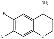 7-CHLORO-6-FLUORO-3,4-DIHYDRO-2H-1-BENZOPYRAN-4-AMINE 化学構造式