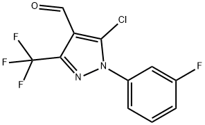 5-chloro-1-(3-fluorophenyl)-3-(trifluoromethyl)-1H-pyrazole-4-carbaldehyde Struktur