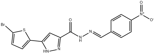 (E)-3-(5-bromothiophen-2-yl)-N-(4-nitrobenzylidene)-1H-pyrazole-5-carbohydrazide 结构式