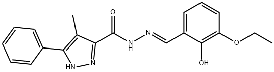 (E)-N-(3-ethoxy-2-hydroxybenzylidene)-4-methyl-3-phenyl-1H-pyrazole-5-carbohydrazide,1285489-45-3,结构式