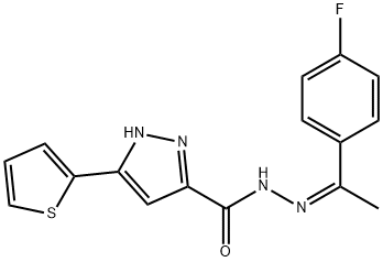 (Z)-N-(1-(4-fluorophenyl)ethylidene)-3-(thiophen-2-yl)-1H-pyrazole-5-carbohydrazide 结构式