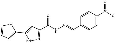 (E)-3-(furan-2-yl)-N-(4-nitrobenzylidene)-1H-pyrazole-5-carbohydrazide Struktur