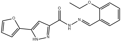 (E)-N-(2-ethoxybenzylidene)-3-(furan-2-yl)-1H-pyrazole-5-carbohydrazide 结构式