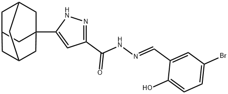 3-((1s,3s)-adamantan-1-yl)-N-((E)-5-bromo-2-hydroxybenzylidene)-1H-pyrazole-5-carbohydrazide 结构式