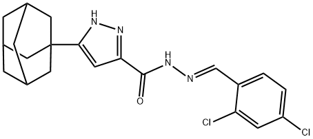 3-((1s,3s)-adamantan-1-yl)-N-((E)-2,4-dichlorobenzylidene)-1H-pyrazole-5-carbohydrazide 结构式