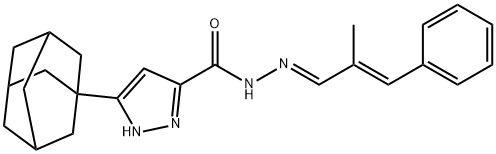 3-((1s,3s)-adamantan-1-yl)-N-((1E,2E)-2-methyl-3-phenylallylidene)-1H-pyrazole-5-carbohydrazide Structure