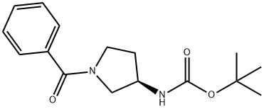 (R)-TERT-ブチル 1-ベンゾイルピロリジン-3-イルカルバメート 化学構造式