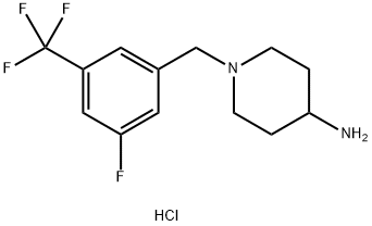 1-[3-フルオロ-5-(トリフルオロメチル)ベンジル]ピペリジン-4-アミン二塩酸塩 化学構造式