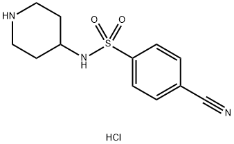 4-シアノ-N-ピペリジン-4-イル-ベンゼンスルホンアミド塩酸塩  化学構造式
