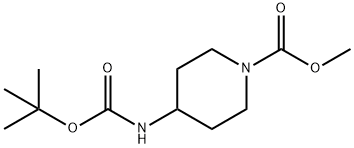 メチル 4-(TERT-ブトキシカルボニルアミノ)ピペリジン-1-カルボキシレート 化学構造式