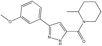 [3-(3-methoxyphenyl)-1H-pyrazol-5-yl]-(2-methylpiperidin-1-yl)methanone,1291017-82-7,结构式