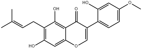 4H-1-Benzopyran-4-one,5,7-dihydroxy-3-(2-hydroxy-4-methoxyphenyl)-6-(3-methyl-2-buten-1-yl)- Struktur