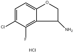 5-CHLORO-4-FLUORO-2,3-DIHYDROBENZOFURAN-3-AMINE HCL 化学構造式