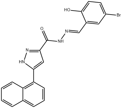 (E)-N-(5-bromo-2-hydroxybenzylidene)-3-(naphthalen-1-yl)-1H-pyrazole-5-carbohydrazide 结构式