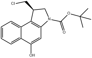 (R)-TERT-BUTYL 1-(CHLOROMETHYL)-5-HYDROXY-1H-BENZO[E]INDOLE-3(2H)-CARBOXYLATE Struktur