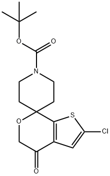 tert-butyl2'-chloro-4'-oxo-4',5'-dihydrospiro[piperidine-4,7'-thieno[2,3-c]pyran]-1-carboxylate 化学構造式