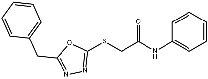 2-[(5-benzyl-1,3,4-oxadiazol-2-yl)sulfanyl]-N-phenylacetamide,130781-76-9,结构式