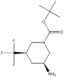 (3S,5R)-TERT-BUTYL 3-AMINO-5-(TRIFLUOROMETHYL)PIPERIDINE-1-CARBOXYLATE 化学構造式