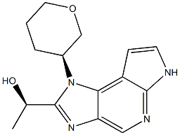 (R)-1-(1-((S)-TETRAHYDRO-2H-PYRAN-3-YL)-1,6-DIHYDROIMIDAZO[4,5-D]PYRROLO[2,3-B]PYRIDIN-2-YL)ETHANOL 化学構造式