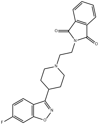 1H-Isoindole-1,3(2H)-dione, 2-[2-[4-(6-fluoro-1,2-benzisoxazol-3-yl)-1-piperidinyl]ethyl]- 化学構造式