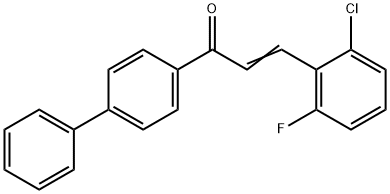 (2E)-1-{[1,1'-ビフェニル]-4-イル}-3-(2-クロロ-6-フルオロフェニル)プロプ-2-エン-1-オン 化学構造式