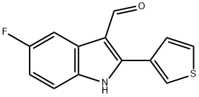 5-fluoro-2-(thiophen-3-yl)-1H-indole-3-carbaldehyde 结构式