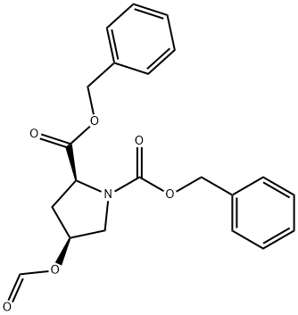 (2S,4S)-4-(formyloxy)-1,2-pyrrolidinedicarboxylic acid 1,2-bis(phenylmethyl ester) Struktur