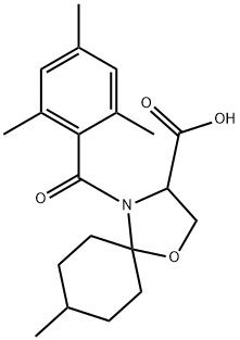 8-methyl-4-(2,4,6-trimethylbenzoyl)-1-oxa-4-azaspiro[4.5]decane-3-carboxylic acid Structure