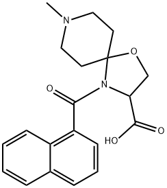 8-methyl-4-(naphthalene-1-carbonyl)-1-oxa-4,8-diazaspiro[4.5]decane-3-carboxylic acid, 1326808-36-9, 结构式