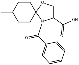 4-benzoyl-8-methyl-1-oxa-4-azaspiro[4.5]decane-3-carboxylic acid, 1326808-89-2, 结构式