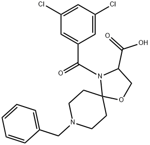 8-benzyl-4-(3,5-dichlorobenzoyl)-1-oxa-4,8-diazaspiro[4.5]decane-3-carboxylic acid Structure