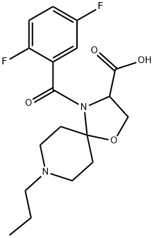 4-(2,5-difluorobenzoyl)-8-propyl-1-oxa-4,8-diazaspiro[4.5]decane-3-carboxylic acid Struktur