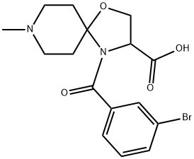 4-(3-bromobenzoyl)-8-methyl-1-oxa-4,8-diazaspiro[4.5]decane-3-carboxylic acid Struktur