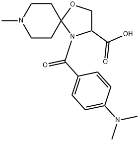 4-[4-(dimethylamino)benzoyl]-8-methyl-1-oxa-4,8-diazaspiro[4.5]decane-3-carboxylic acid Struktur