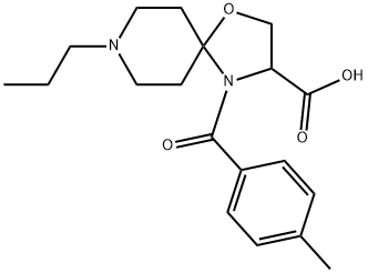 4-(4-メチルベンゾイル)-8-プロピル-1-オキサ-4,8-ジアザスピロ[4.5]デカン-3-カルボン酸 化学構造式