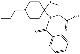 4-ベンゾイル-8-プロピル-1-オキサ-4,8-ジアザスピロ[4.5]デカン-3-カルボン酸 化学構造式
