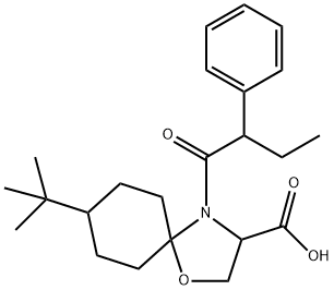 8-tert-butyl-4-(2-phenylbutanoyl)-1-oxa-4-azaspiro[4.5]decane-3-carboxylic acid Structure