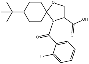 8-tert-butyl-4-(2-fluorobenzoyl)-1-oxa-4-azaspiro[4.5]decane-3-carboxylic acid Structure