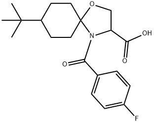 8-tert-butyl-4-(4-fluorobenzoyl)-1-oxa-4-azaspiro[4.5]decane-3-carboxylic acid Struktur