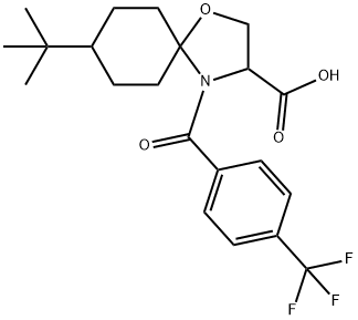 8-tert-butyl-4-[4-(trifluoromethyl)benzoyl]-1-oxa-4-azaspiro[4.5]decane-3-carboxylic acid 结构式